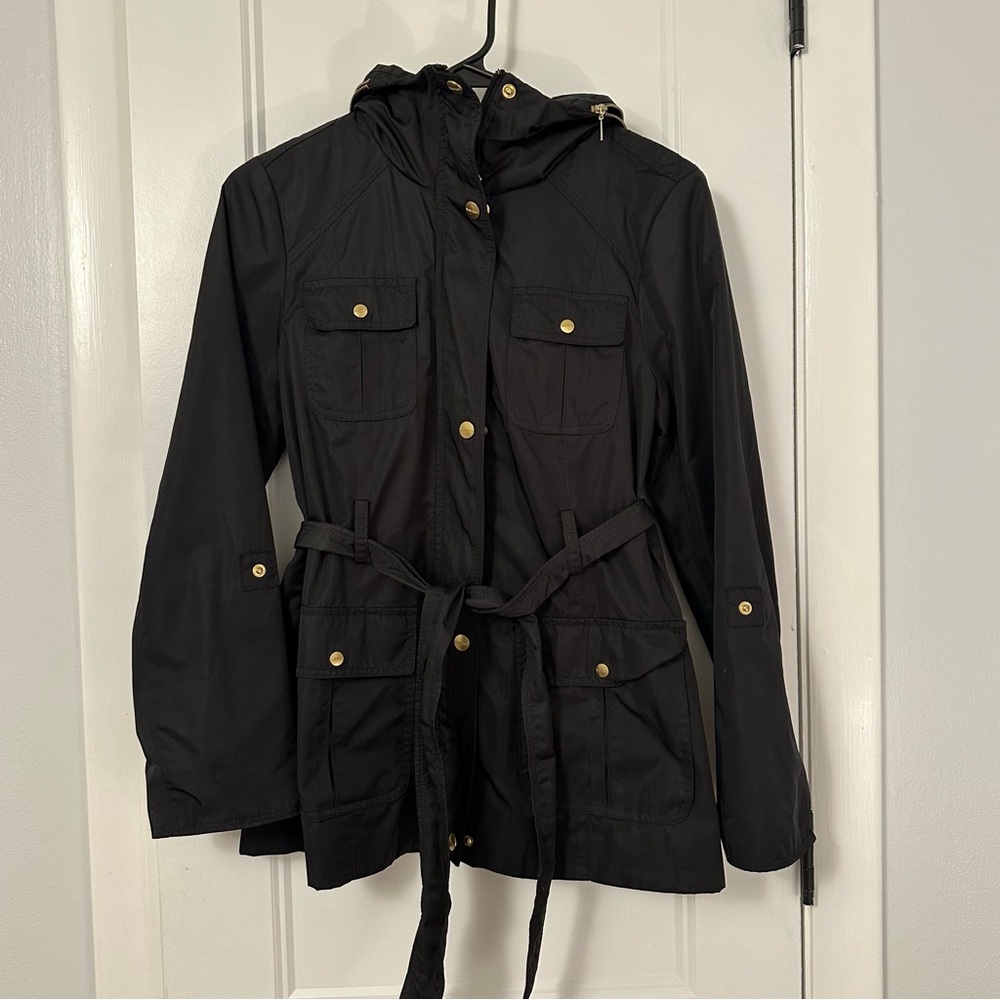 Ellen Tracy Black Raincoat - Size: P - petite